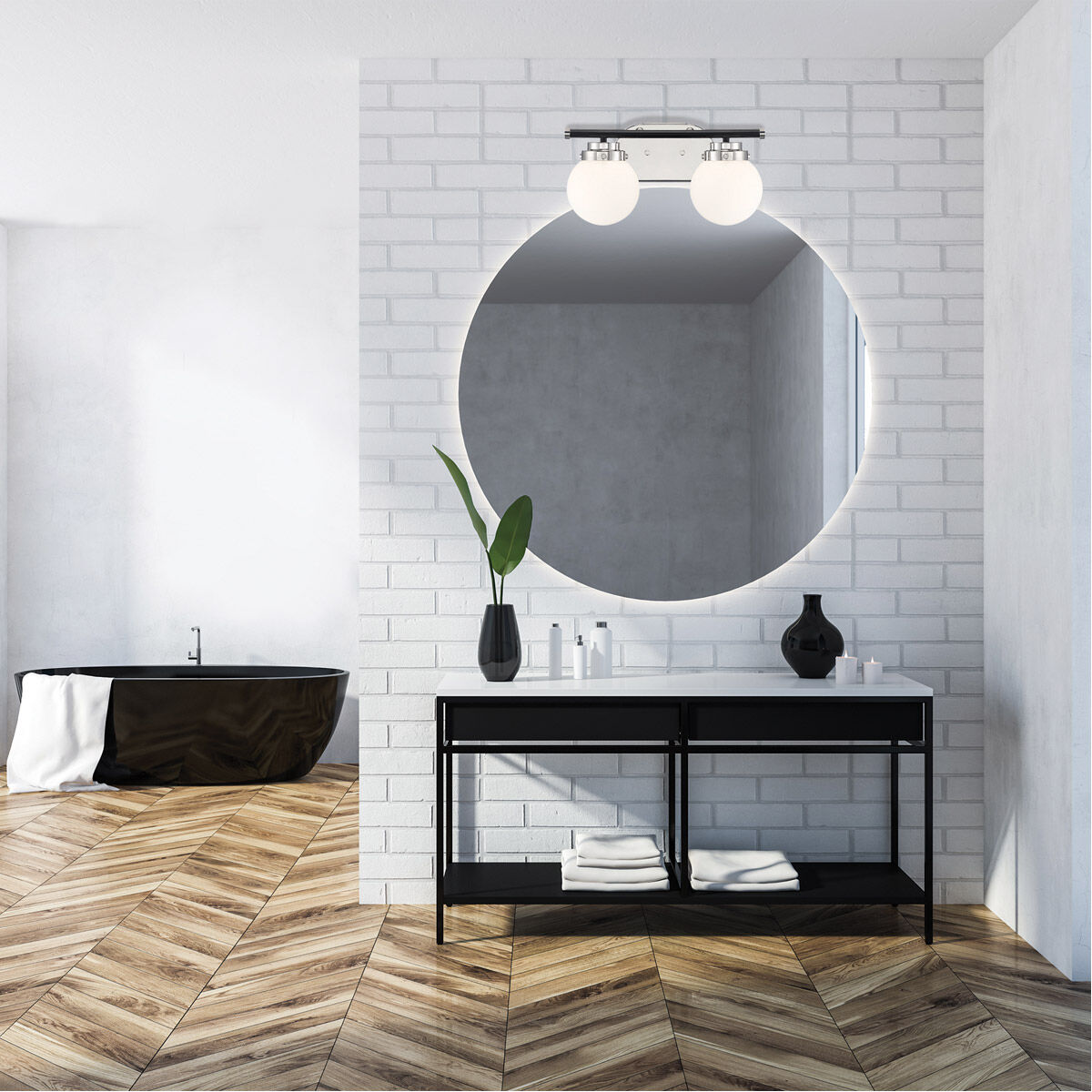 Elle 2 Light 15 inch Polished Nickel Vanity Light Wall Light